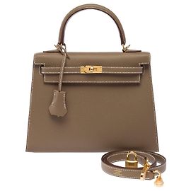 Hermès Sac HERMES Kelly 25 en Cuir Étoupe - 103951