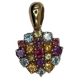 Autre Marque 750/00 yellow gold pendant adorned with multicolored precious stones