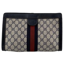 Gucci Beauty Case Clutch Ophidia Medium Monogram Blu Vintage