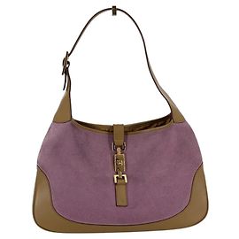Gucci Bolsa de Ombro Jackie Hobo em Camurça Lilás e Couro Tan