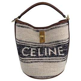 Céline Bolso de hombro Teen Bucket 16 de lona jacquard y cuero