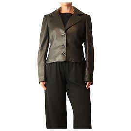 Valentino Jaqueta de couro vintage preta - size UK 10