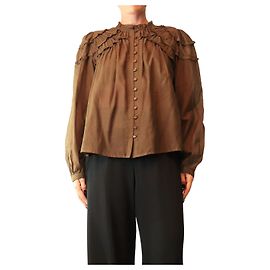 Autre Marque Blusa in cotone kaki scuro - size UK 12