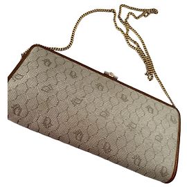Christian Dior Clutch Dior Monogram Beige y Cuero Marrón