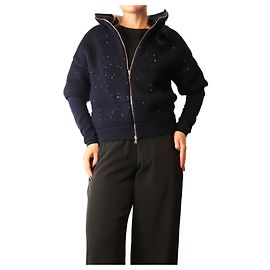Brunello Cucinelli Cárdigan con cremallera y adornos azul marino - size M