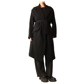 Iro Abrigo grueso negro con cinturón - size UK 10