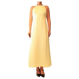 Autre Marque Gelbes Maxi-Kleid mit Neckholder - size UK 12
