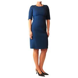 Akris Vestido midi bainha double-face azul marinho - size UK 10