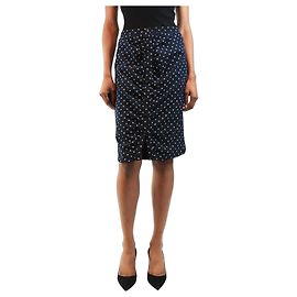 Valentino Falda de lunares azul marino - size UK 8