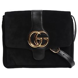 Gucci Borsa crossbody Arli in camoscio e pelle nera