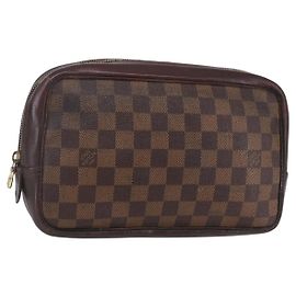 LOUIS VUITTON Damier Ebene Trousse Toilette25 Clutch Bag N47624 LV