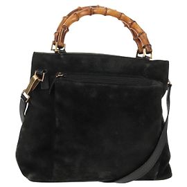 GUCCI Sac à main Bamboo Daim 2way Noir 002 2058 0508 0