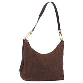Bulgari BVLGARI Logo Mania Shoulder Bag Canvas Brown Gold