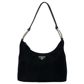 Bolsa de ombro Prada em Tessuto Pocono com placa de logo triangular