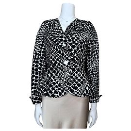 Autre Marque Blazer Elegance Paris Estampado Abstracto Blanco y Negro