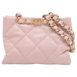 Sac Shopping Tote Chanel CC Logo Matelasse Lambskin Chain Rosa