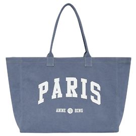 ANINE BING Leo canvas tote Paris University - blue washed
