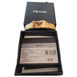 Prada Saffiano Leather Bracelet Gold