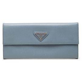 Carteira Longa Continental Prada em Saffiano Azul