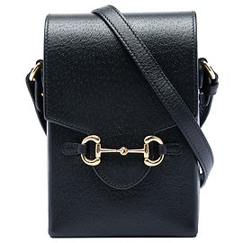 Gucci Mini Horsebit 1955 Crossbody aus schwarzem Leder