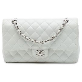 Chanel White Medium Classic Caviar Double Flap