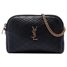 Autre Marque Saint Laurent Gaby Mini-Tasche aus gestepptem Lammleder in Schwarz mit Reißverschluss