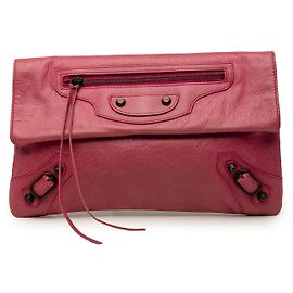 Clutch Envelope Clássica Motocross Balenciaga em pele de cordeiro rosa