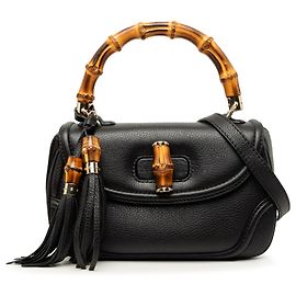 Bolso New Bamboo Gucci de piel de becerro negro, tamaño Medium