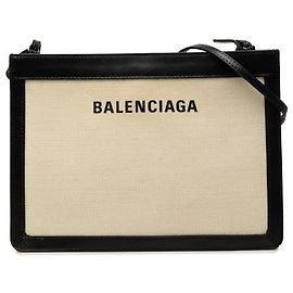 Balenciaga Pochette Crossbody de lona marrón y azul marino