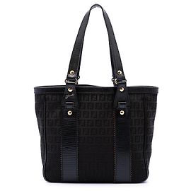 Fendi Black Zucchino Canvas Tote