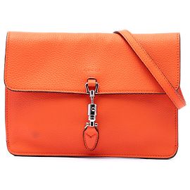 Gucci Soft Jackie Convertible Crossbody aus orangefarbenem Kalbsleder