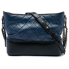 Chanel Blue Medium Bicolor Quilted Aged Calfskin Gabrielle Hobo