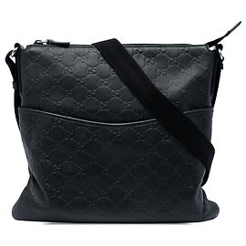 Gucci Guccissima Flache Messenger Tasche Schwarz
