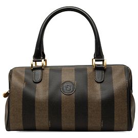 Bolsa Boston Fendi em lona revestida Pequin marrom