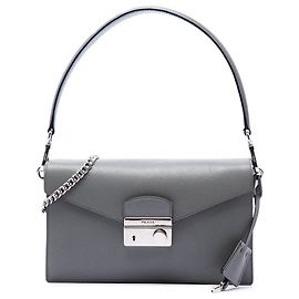 Bolso Satchel Prada Mini Saffiano Lux Sound Lock Gris