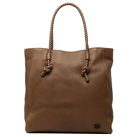 Tote Gucci em couro de bezerro castanho com alças trançadas