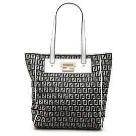 Fendi Black Zucchino Canvas Tote