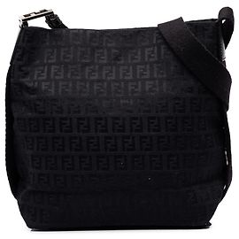 Fendi Borsa a Tracolla Piccola Zucchino Canvas Nera
