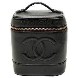 Estuche de maquillaje Chanel Black CC Caviar Vanity Case
