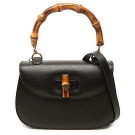 Gucci Black Grained Calfskin Bamboo Night