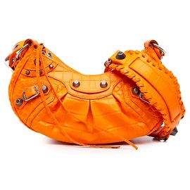Balenciaga Orange Croc Embossed Leather Motocross Le Cagole XS