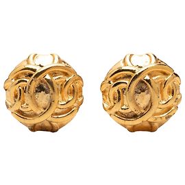 Orecchini a clip rotondi placcati oro Chanel Gold CC