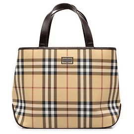 Burberry Beige House Check beschichtete Canvas Tote