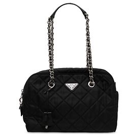 Bolso de hombro Prada en tejido Impuntu negro con cadena