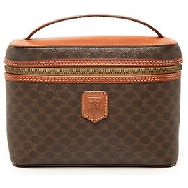 Céline Sac de toilette Celine Brown Macadam Coated Canvas