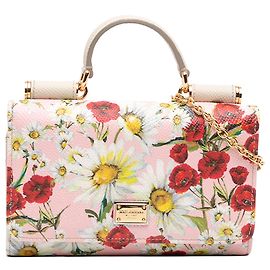 Dolce & Gabbana Pink Mini Leather Floral Von Miss Sicily Satchel