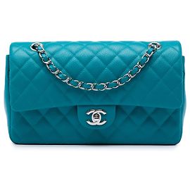 Chanel Blue Medium Classic Iridescent Caviar Double Flap