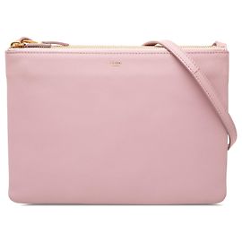 Céline Celine Trio Crossbody Large en piel de cordero rosa