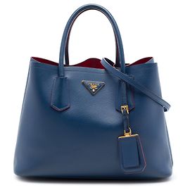 Borsa Prada Blue Medium Saffiano Cuir con doppio manico