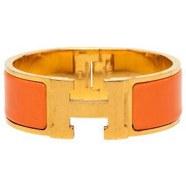Bracciale Hermès Clic Clac H PM largo in smalto arancione